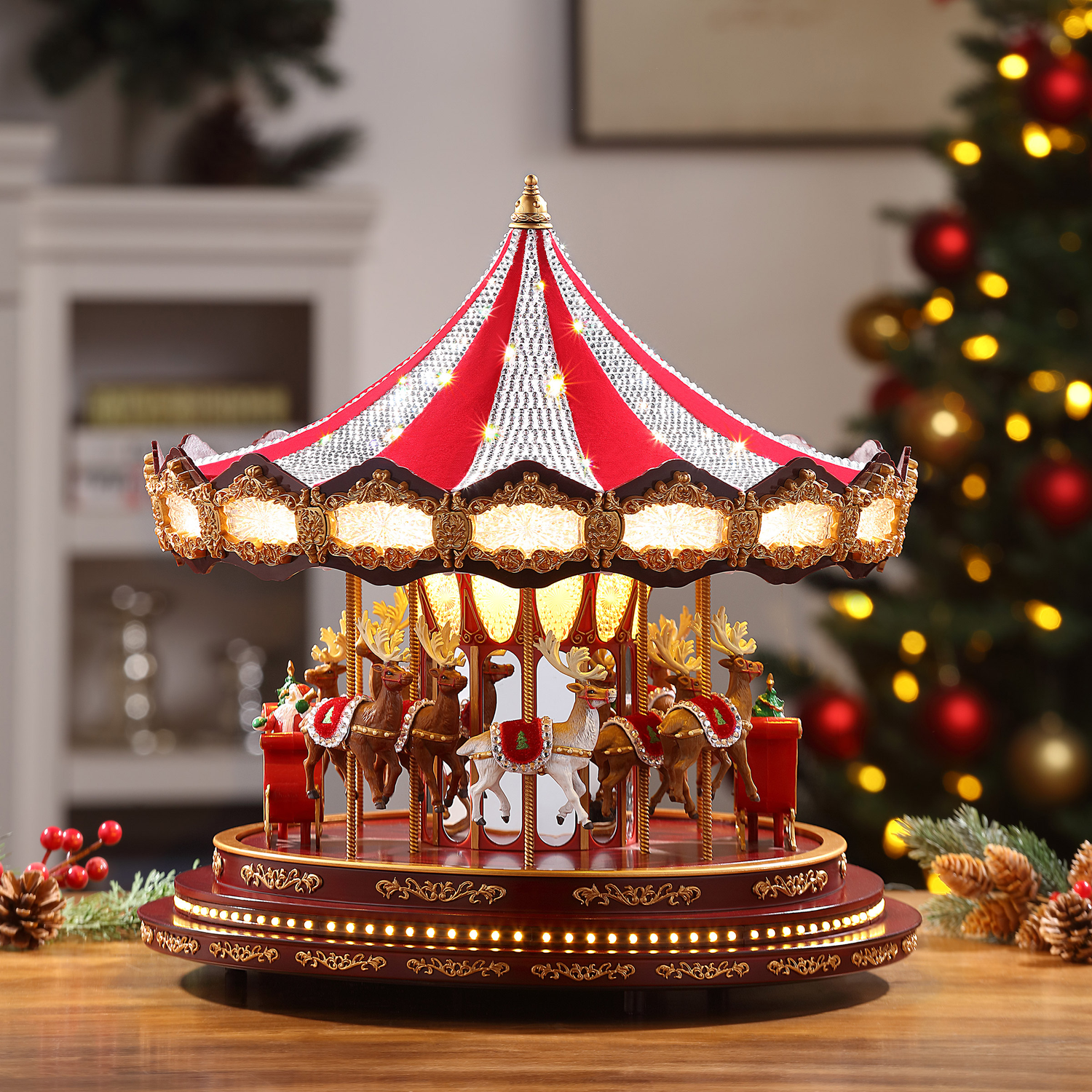 レトロ な クリスマス　飾り holiday carouselレトロ