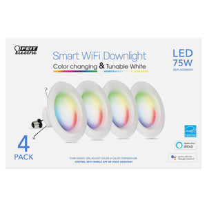 Feit Electric Wi-Fi Smart LED 5"- 6" Recessed Downlight, 4-pack