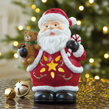 Holiday Figurines with LED Lights, Santa, Reindeer & Penguin