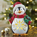 Holiday Figurines with LED Lights, Santa, Reindeer & Penguin