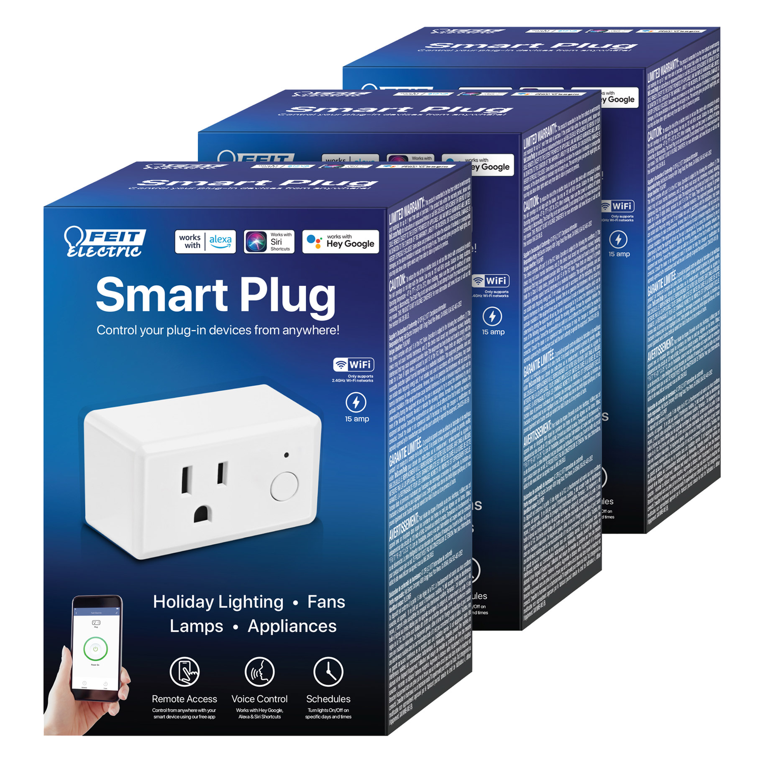 Feit Electric Wi-fi Smart Plug 3 Pack, Works with Alexa or Google Home –  Homesmartcamera