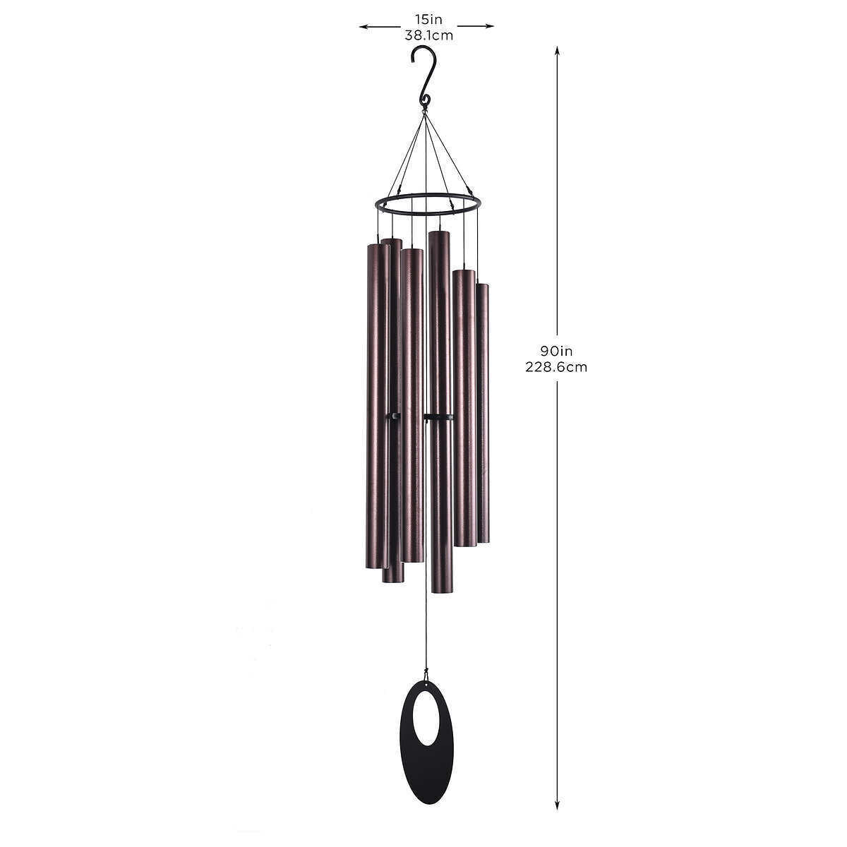 Decmode 39 inch Gold Metal Eclectic Windchime, Size: XL