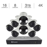 Swann 16-Channel 4K Ultra HD NVR Security System, 3TB HDD 6 4K Bullet Cameras and 2 Spotlight Bullet Cameras