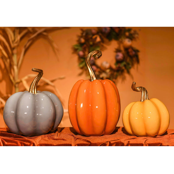 Fall Harvest Resin Pumpkins, Set of 3