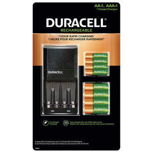 Duracell Ion Speed 4000 Rechargeable Battery Kit with 4x AA Batteries & 4x AAA