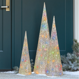 36" Tall Holiday Cone Trees W/Multicolor LED Lights, 3-piece Christmas Trees