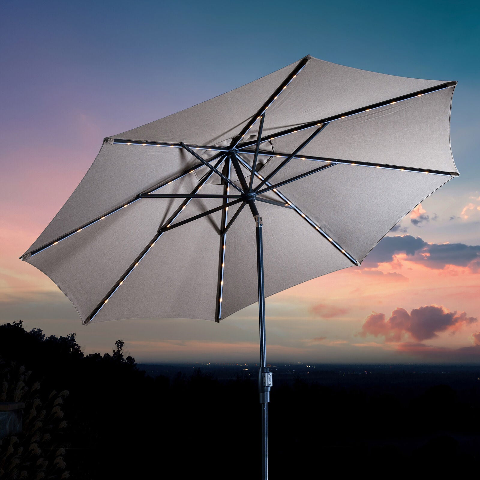 Sunvilla 10' LED Solar Market Umbrella with Rechargeable & Removable Li-Ion  Battery Pack - Home Smart Camera